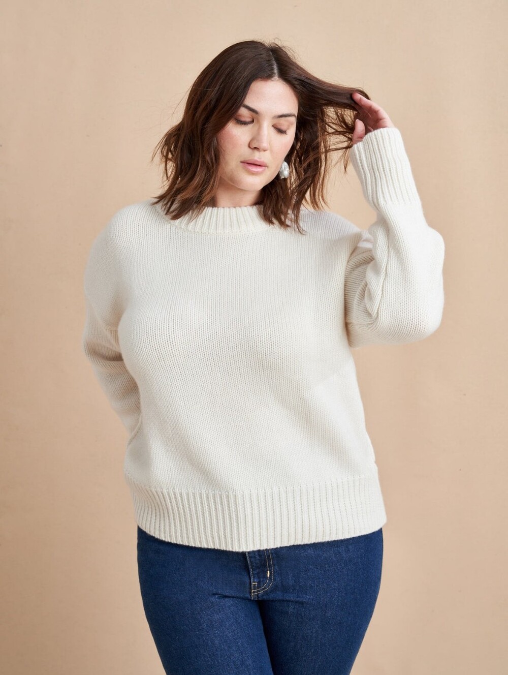 🆕️ La Ligne Solid Marin Sweater Cream Wool Cashmere 2X Oversized Quiet Luxury